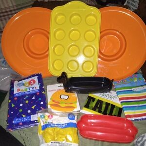 Vibrant Party Supplies Set with Trays and Covers
